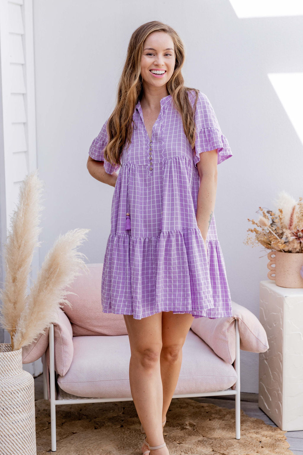 Purple on sale gingham dress