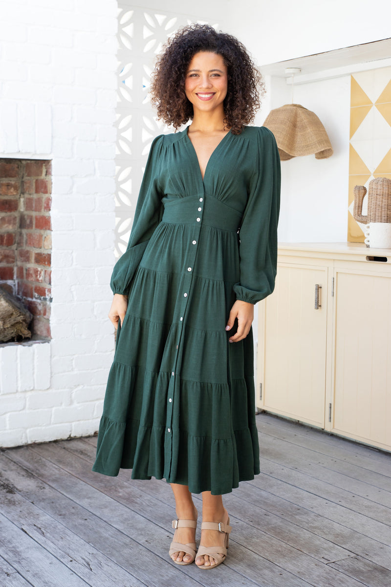 The Rina Dress - Pine Green