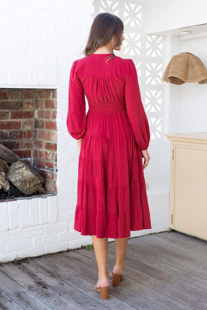 The Rina Dress - Deep Red