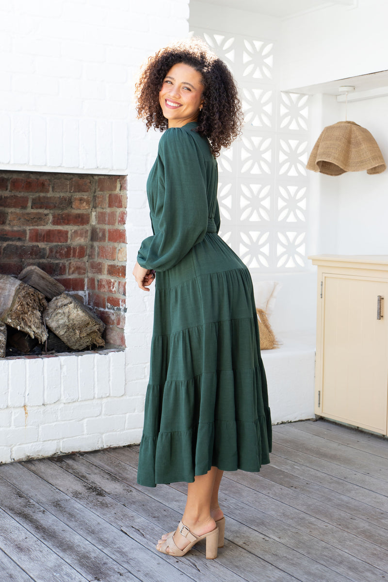 The Rina Dress - Pine Green