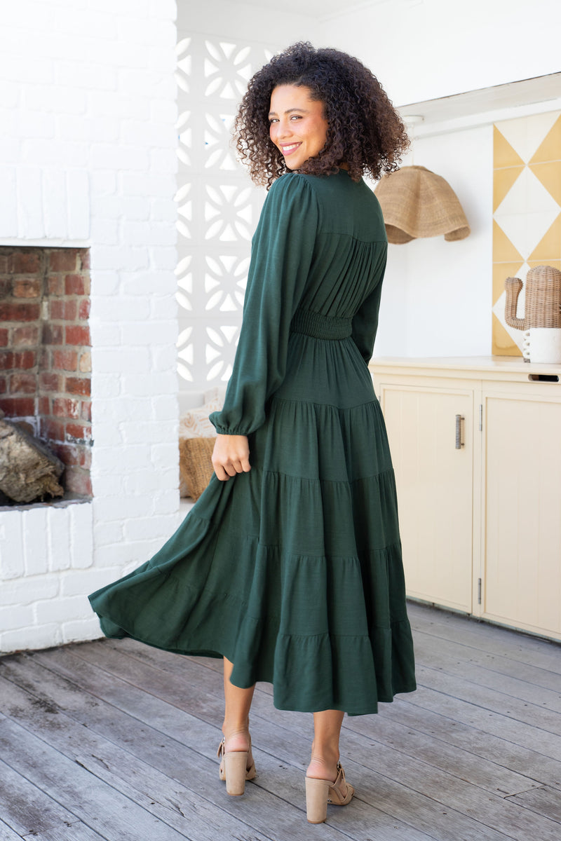 The Rina Dress - Pine Green