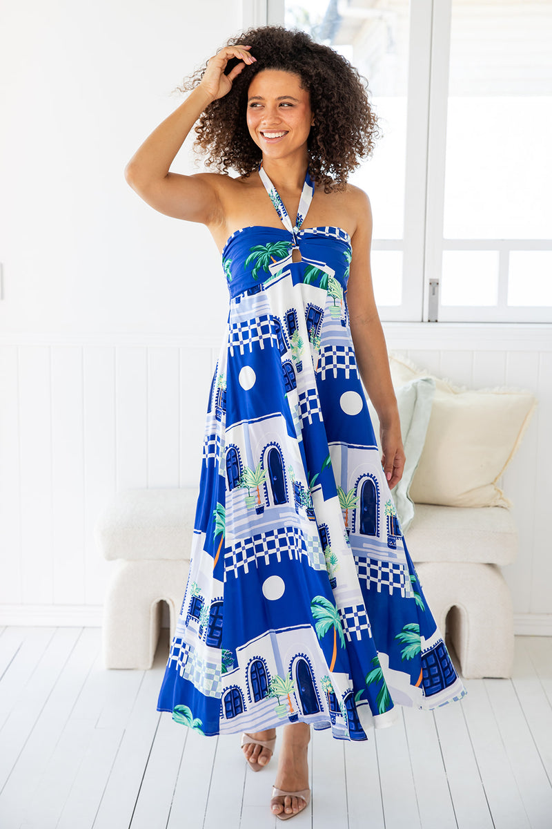 The Nyla Dress - Paros Blue