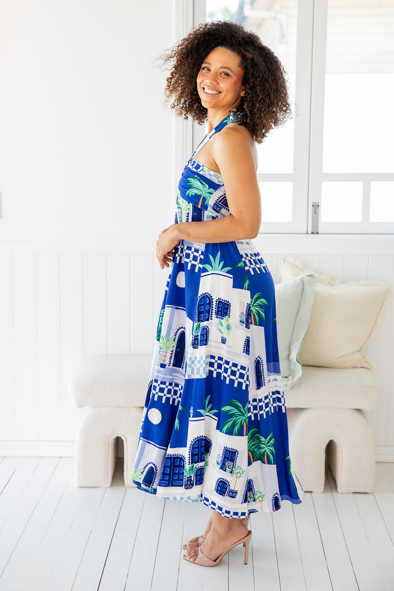 The Nyla Dress - Paros Blue