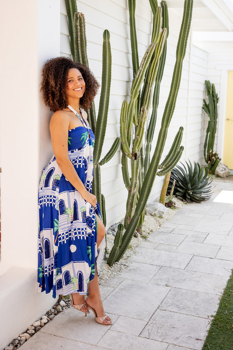 The Nyla Dress - Paros Blue