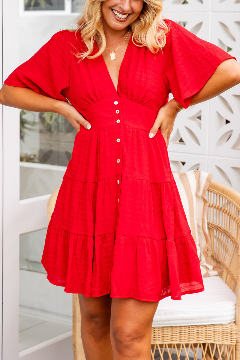 The Macy Dress - Festive Red