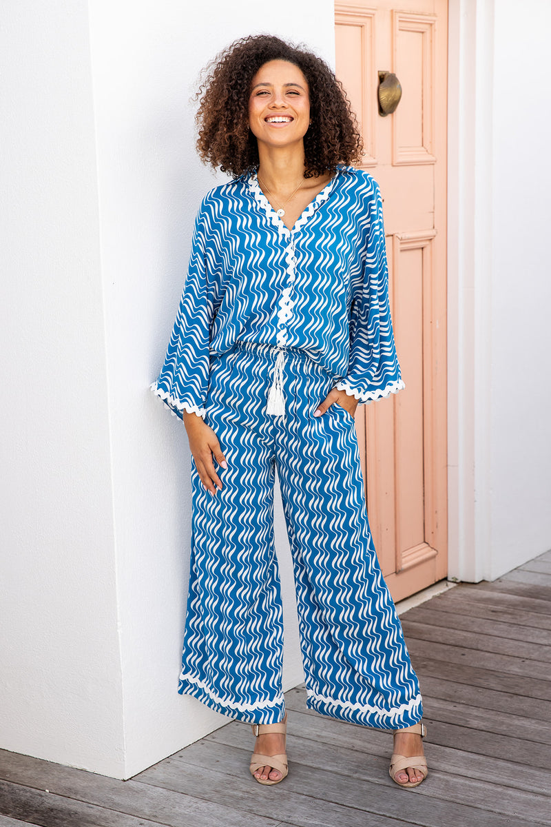 The Petia Pants - Rippled Blue