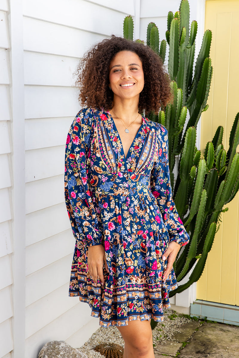 The Finley Dress - Navy Bloom