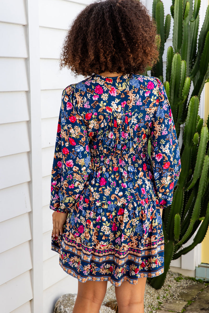 The Finley Dress - Navy Bloom