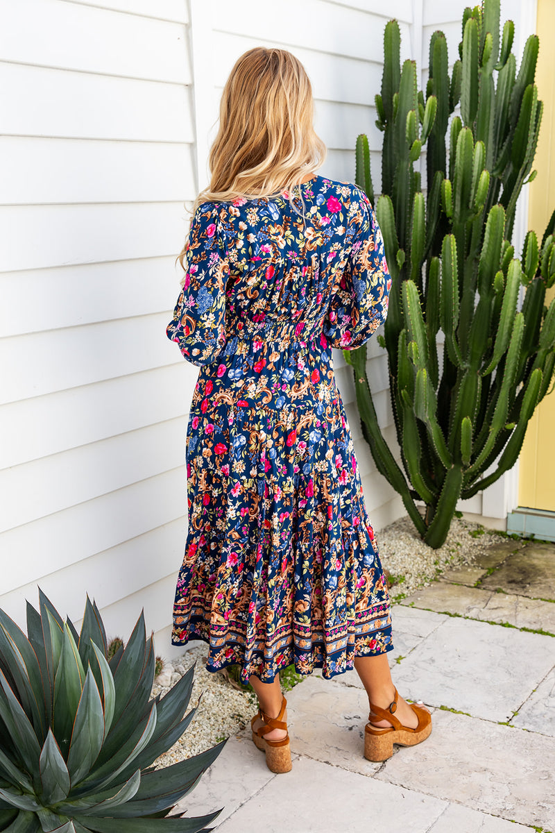 The Rina Dress - Navy Bloom