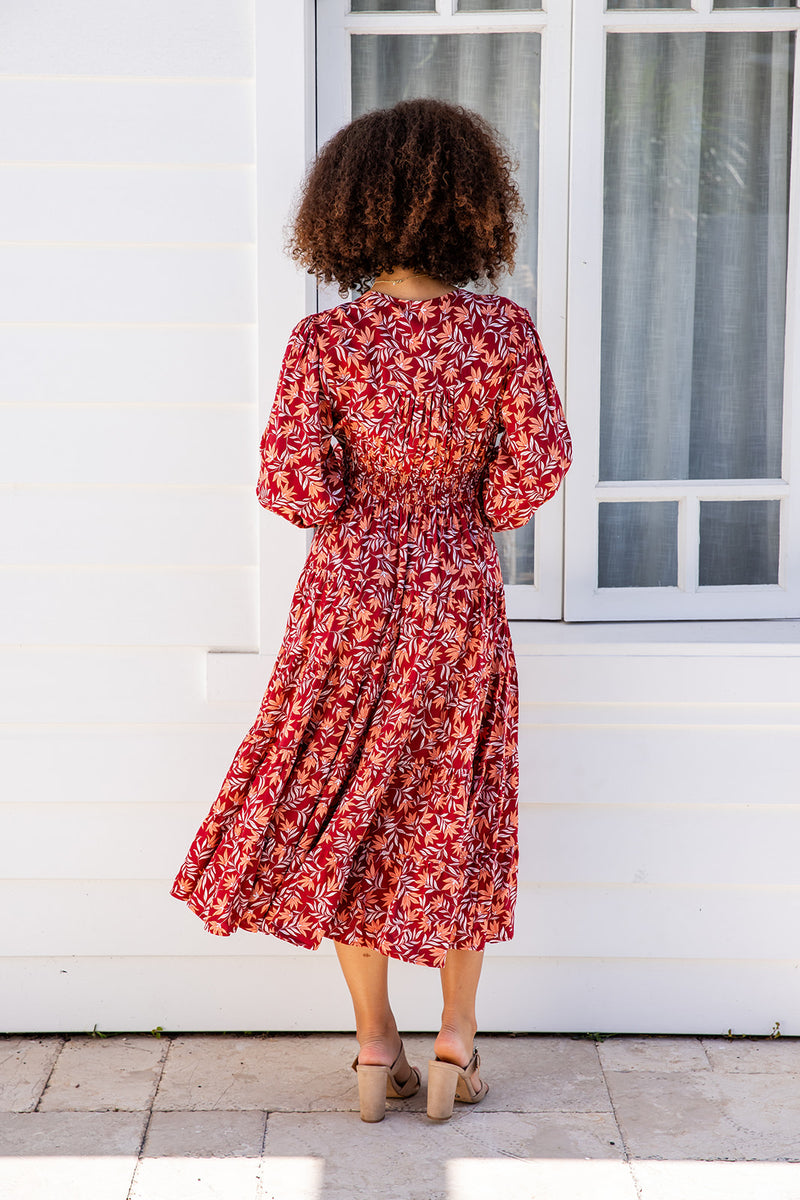 The Rina Dress - Burgundy Bloom