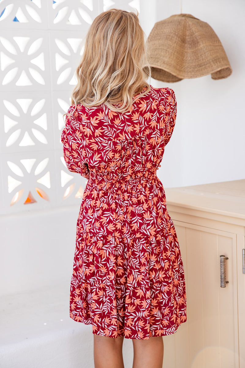 The Finley Dress - Burgundy Bloom