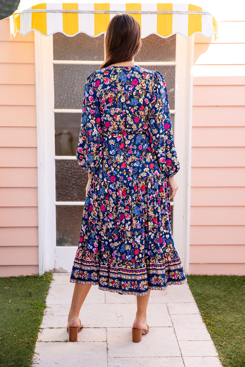 The Evie Dress - Navy Bloom