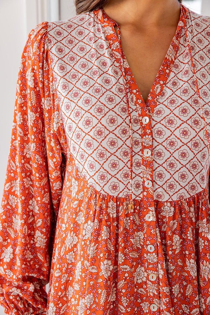 The Ester Dress - Tangerine Garden