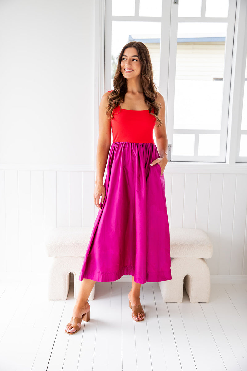 The Vesta Dress - Fuchsia