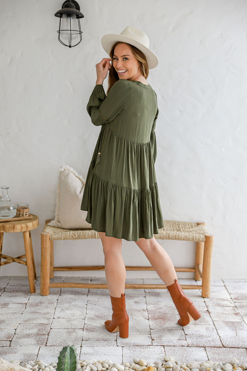 The Natalie Dress - Dark Basil